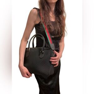 Gucci vintage black GG canvas tote